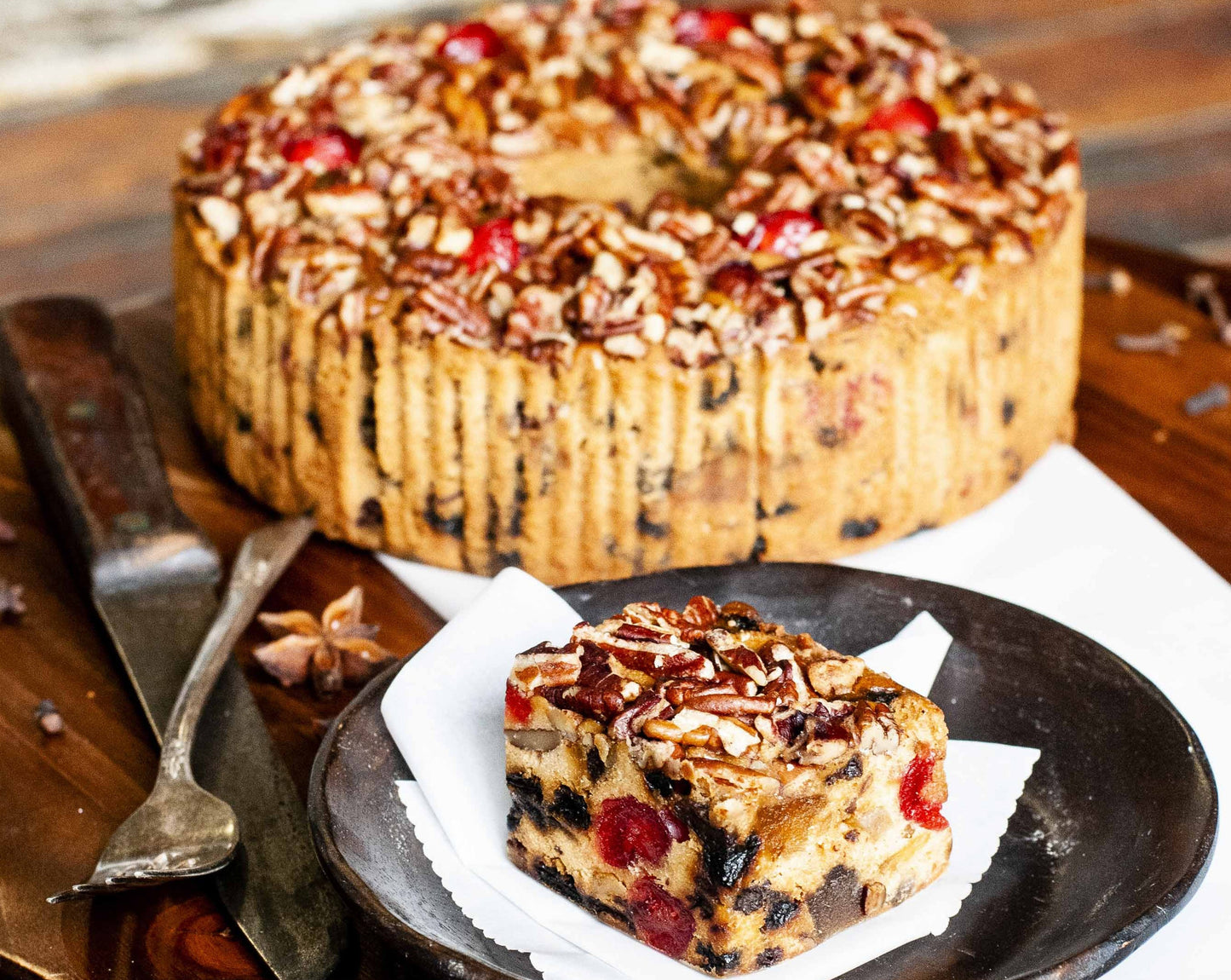 Amaretto Fruitcake 48 Oz. Ring in a Holiday Tin