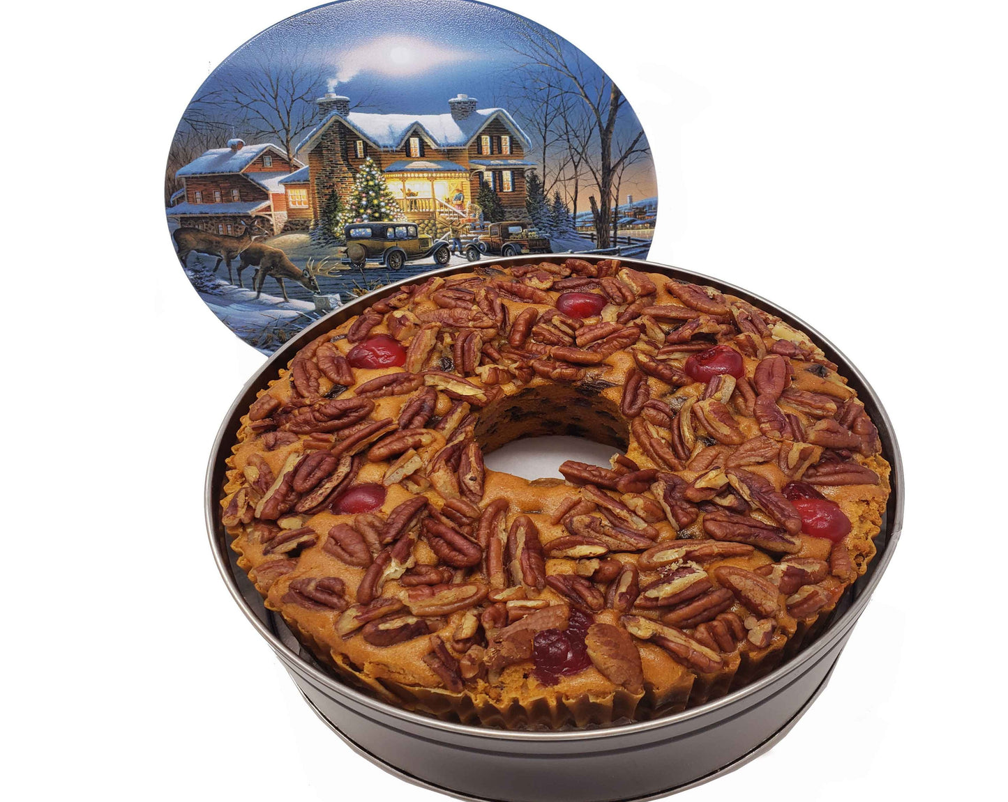 Amaretto Fruitcake 48 Oz. Ring in a Holiday Tin