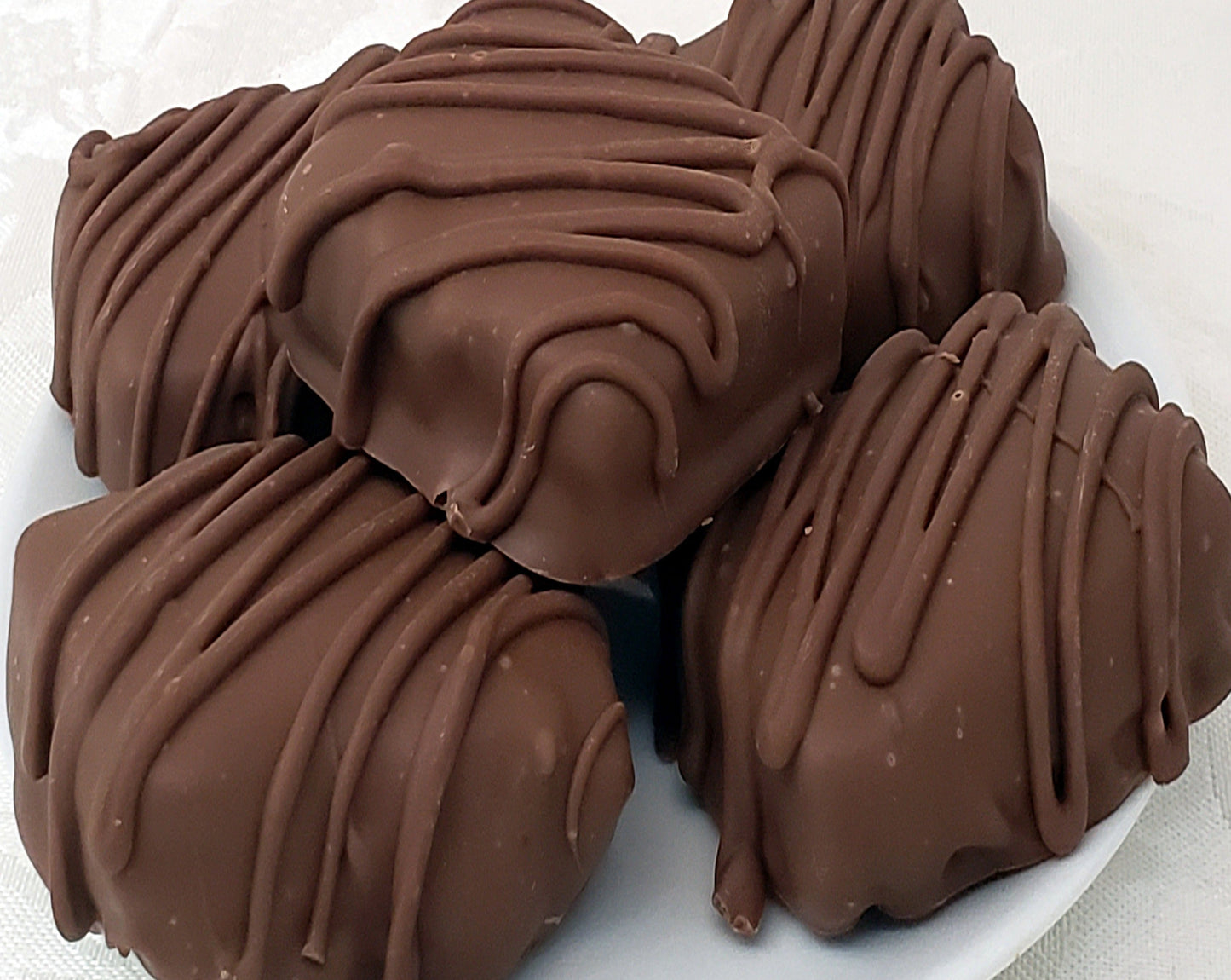 Chocolate Covered Fruitcake Slices in a Holiday Tin