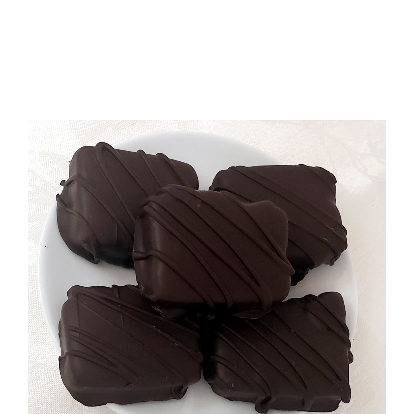 Chocolate Covered Fruitcake Slices in a Snowman Tin