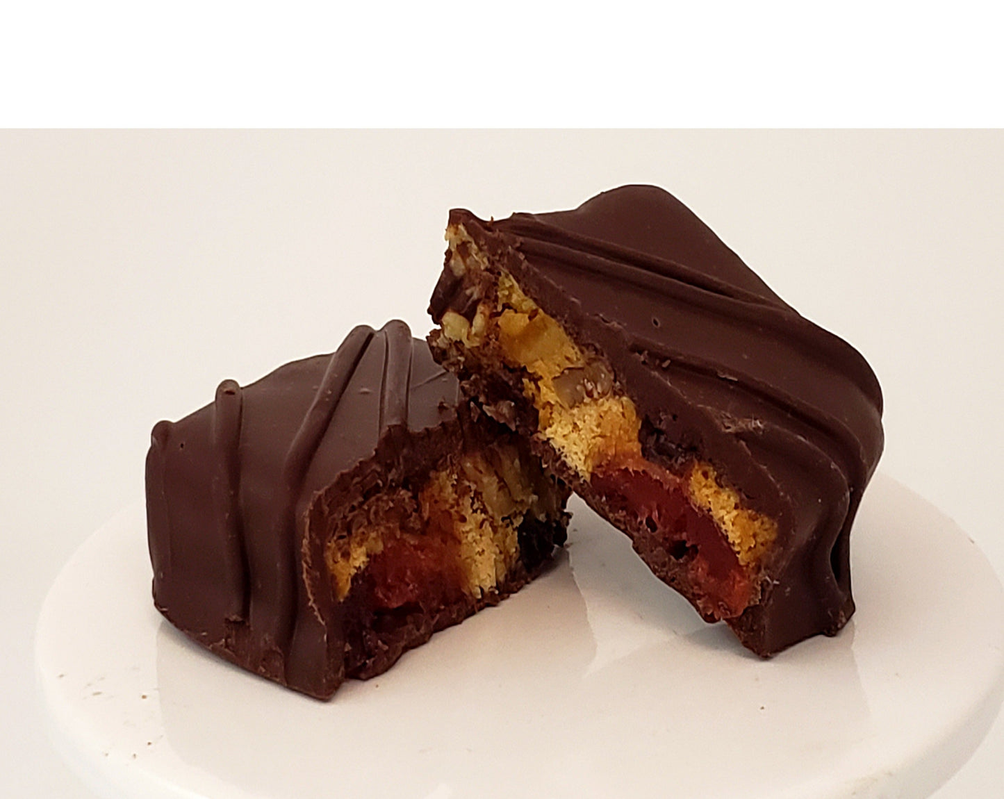 Dark Chocolate Covered Fruitcake Slices - JaneParker.com