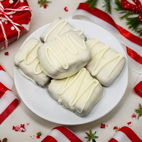 Chocolate Covered Fruitcake Snowman Tin 10 Ct.