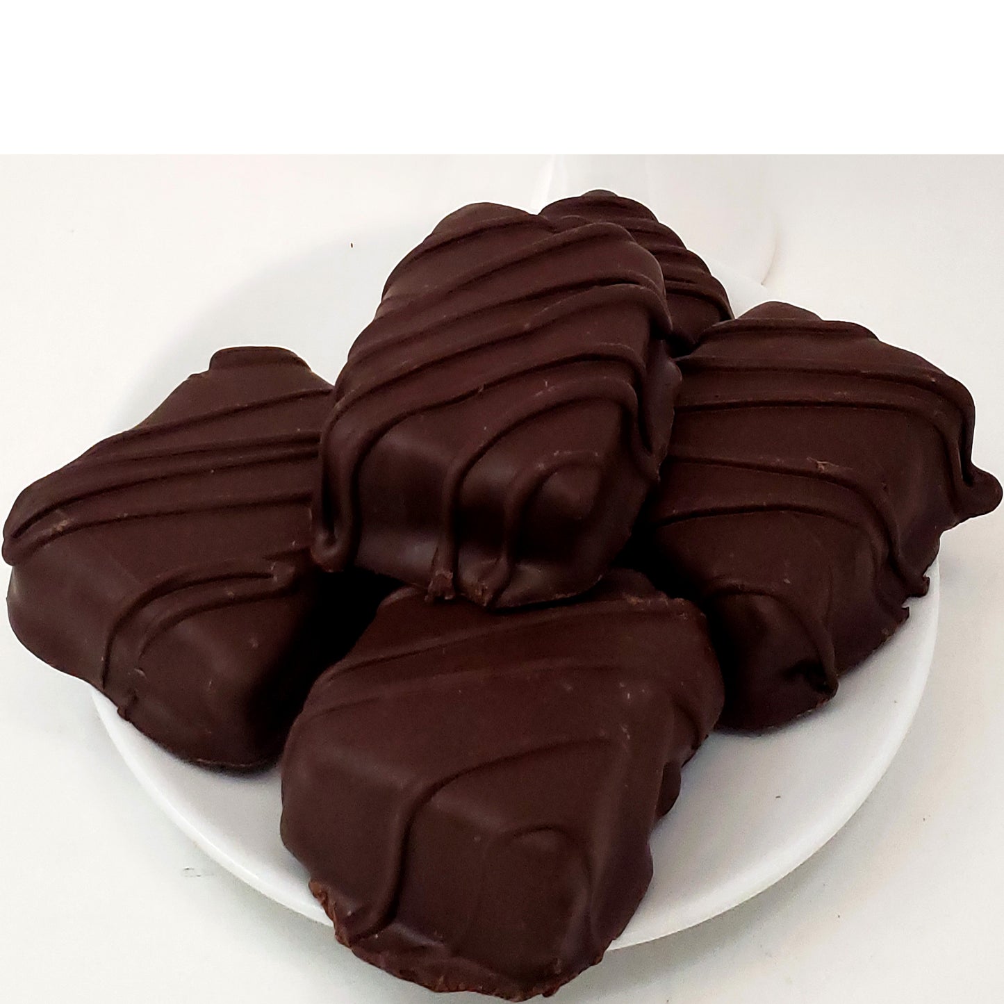 Chocolate Covered Fruitcake Slices in a Holiday Gift Box
