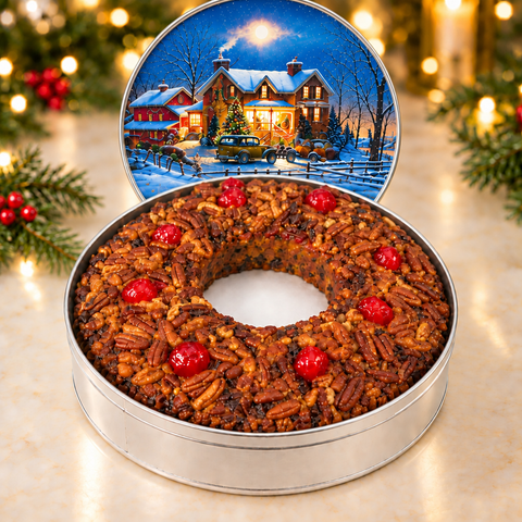 Fruitcake with the illustrated lid enlarged a little further