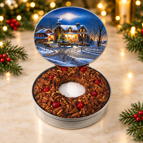 Round fruitcake with more natural matte texture